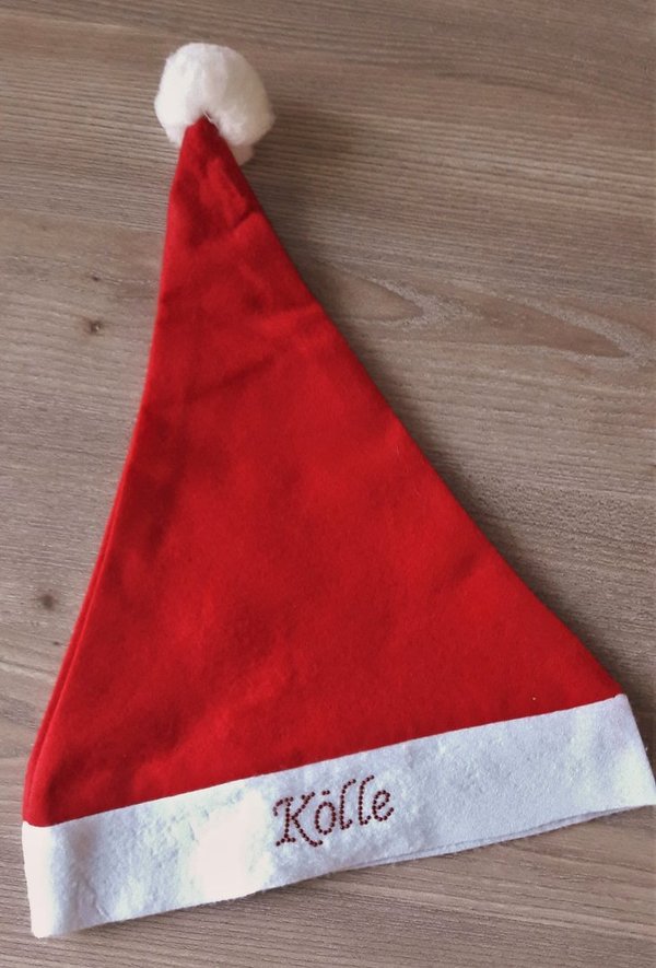 Weihnachts Mütze Nikolausmütze rot-weiß mit Strass Motiv Kölle
