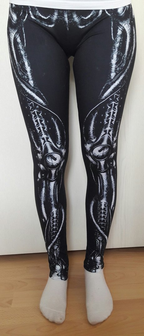 sexy Damen Sport Motiv Leggings, bedruckt.Motiv Knochen,schwarz