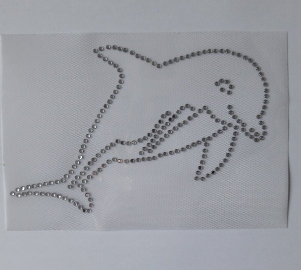 Hotfix Strass Bügelbild Motiv "Delphin" crysta.l ca.18 cm breit