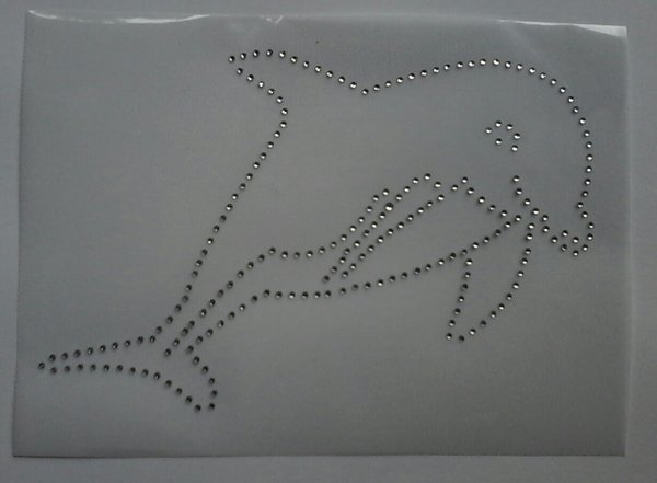 Hotfix Strass Bügelbild Motiv "Delphin" ca. 17 cm breit