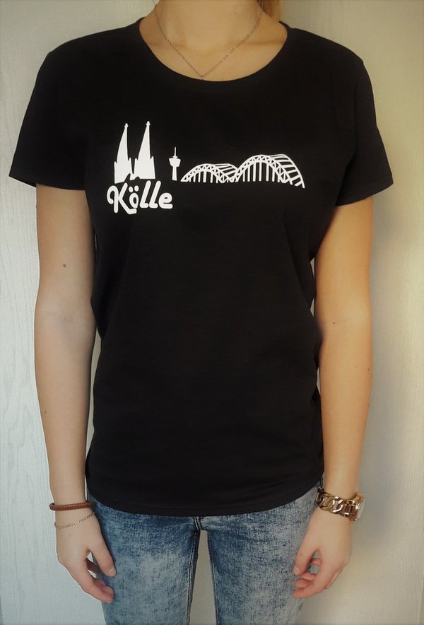 Damen - T-Shirt mit Aufdruck "Skyline Köln" Karneval
